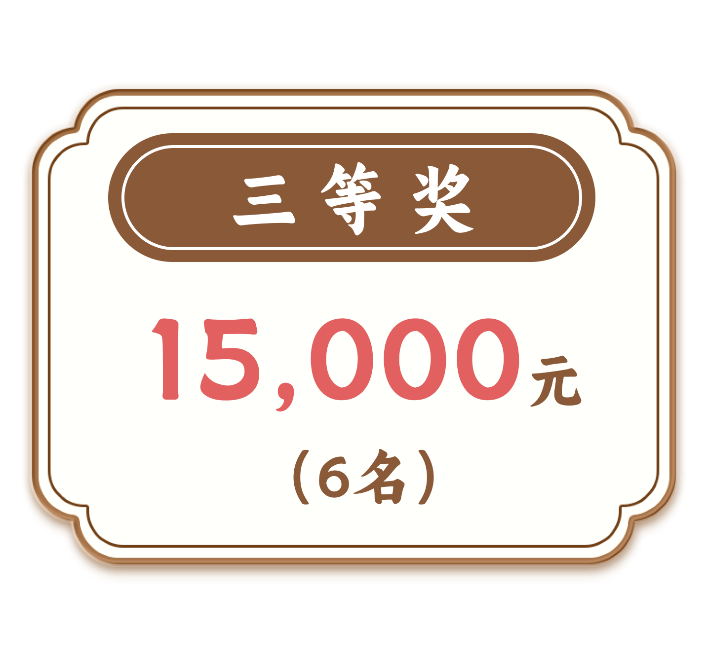 三等奖,15,000元,(6名)